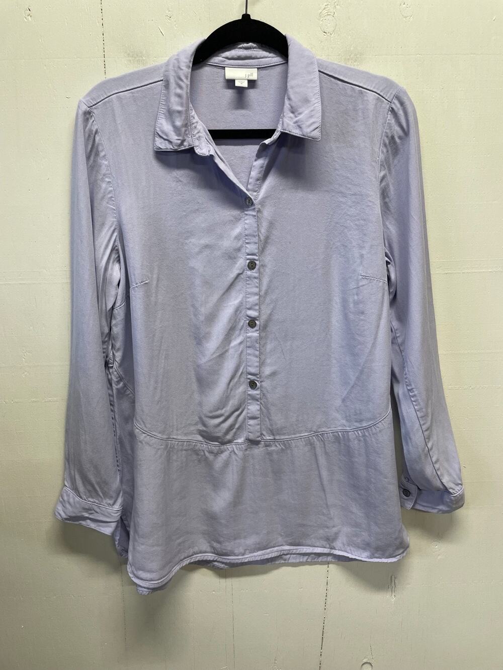 J. Jill Womens Lavender Long Sleeve Button-Front Tunic Relaxed Drop Waist Medium